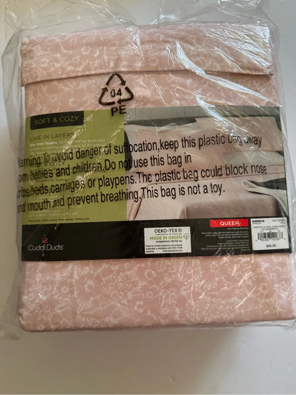 Soft Pink Sketchy Floral Cotton Sheet Set - White & Pink